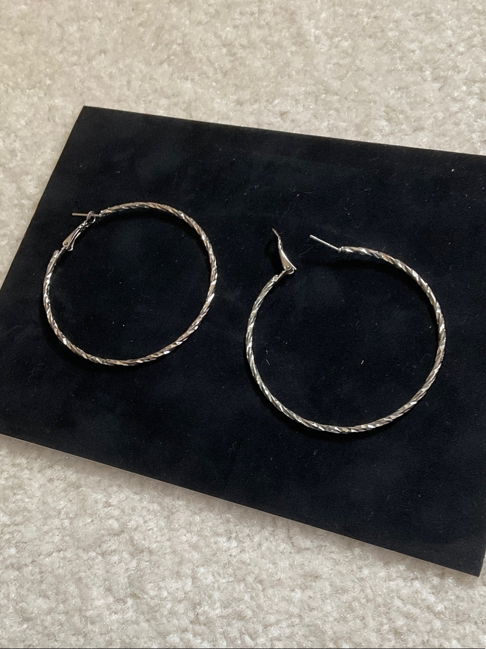 Silver Twisted Hoop Earrings - Women Jewelry